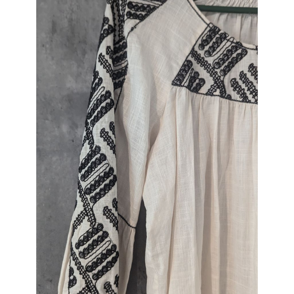 Women's Chelsea & Violet Blouse, Size L, White with Black Embroidery - Picture 2 of 6